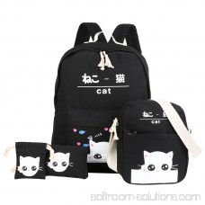 Vbiger Cute Cat Canvas Backpack Set 4-in-1 Shoulder Bags Casual Student Daypack for Teenage Girls 570458889
